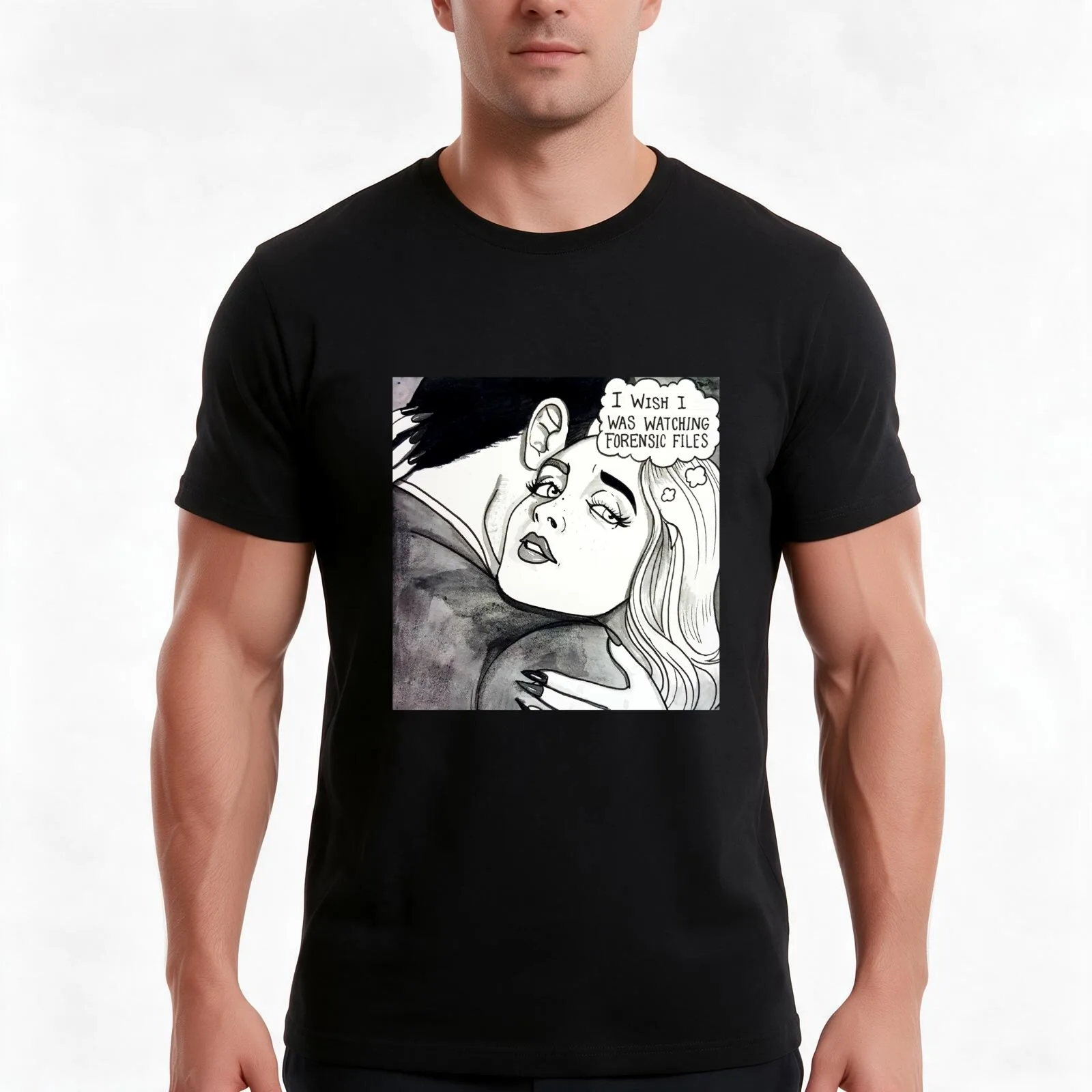 I wish I was watching Forensic Files T-Shirt, Summer Casual Cotton Tee, Oversized Streetwear Tops, Vintage Graphic Print