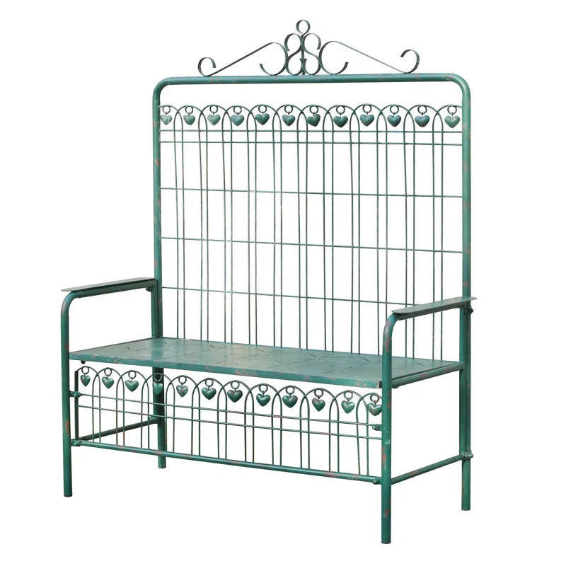 LH old outdoor wrought iron garden chair outdoor courtyard back double seat