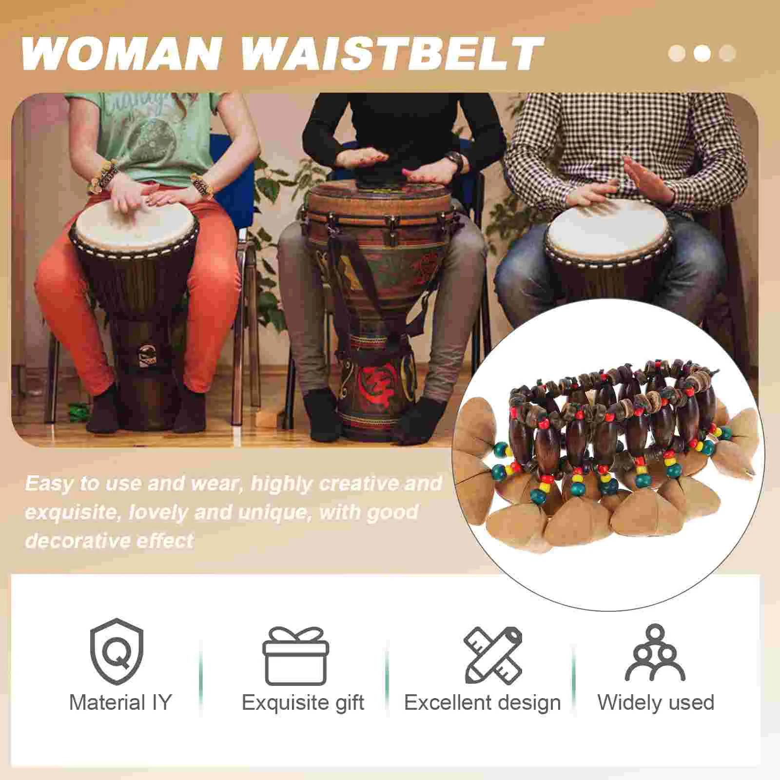 Nutshell Tamburin Einzigartiges Handglockenarmband Instrument Spielzeug Percussion Armband Armreif Tribal Style Armreifen