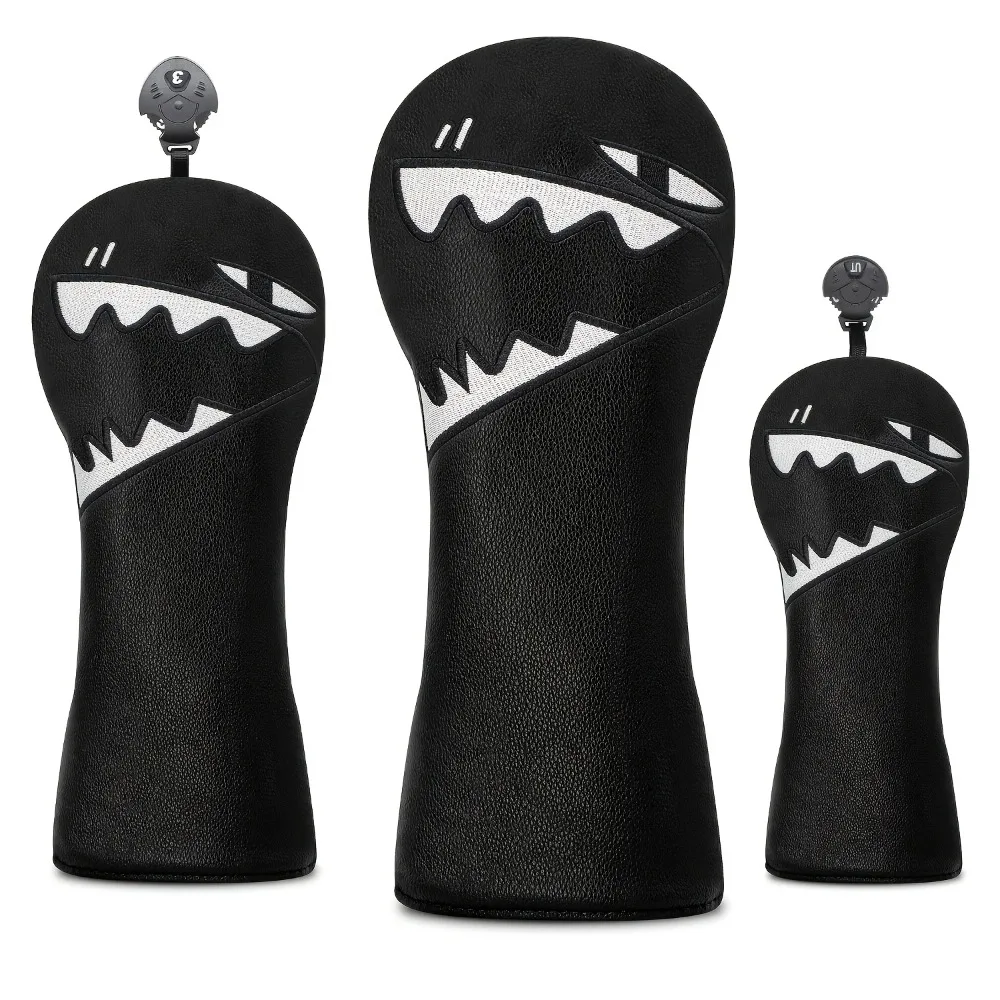 Shark Fun Design Golf Club Cover, 1pc/3pcs Set, Fairway Wood and Hybrid Club Head Protector, Comfortable and Durable.
