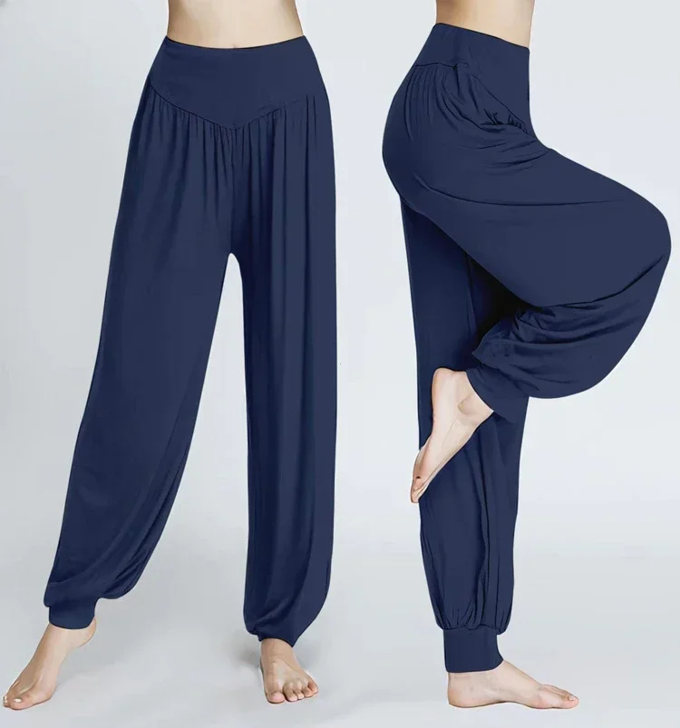 Pantalon élastique en coton doux pour femme, pantalon de yoga décontracté, pantalon de danse sportiv