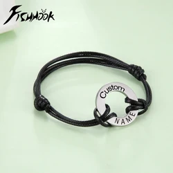 Personalized Bracelet for Father Men Dad Woman Engrave Name Custom Bangle Family Mother Kid Couple Gift Stainless Steel Jewelry