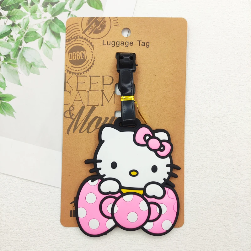 سانريو الأمتعة التسمية الفتيات السفر الأمتعة العلامة مرحبا كيتي حقيبة معرف عنوان حامل الأمتعة الصعود المحمولة حقيبة تذكرة