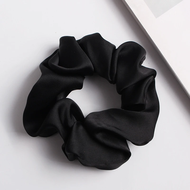 Newest Korean Woman Elegant Silk Elastics Hair Band Solid Color Scrunchies Hair Ties Ladies Ponytail Hold Hair Accessories 2023