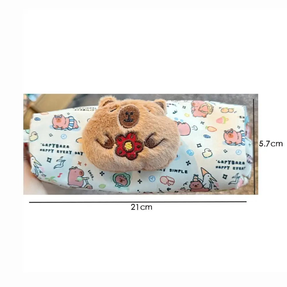Cute Capybara Cartoon Print Pencil Case Multi-functional Large Capacity Pen Bag Zipper Stationery Storage Pouch for Student Gift