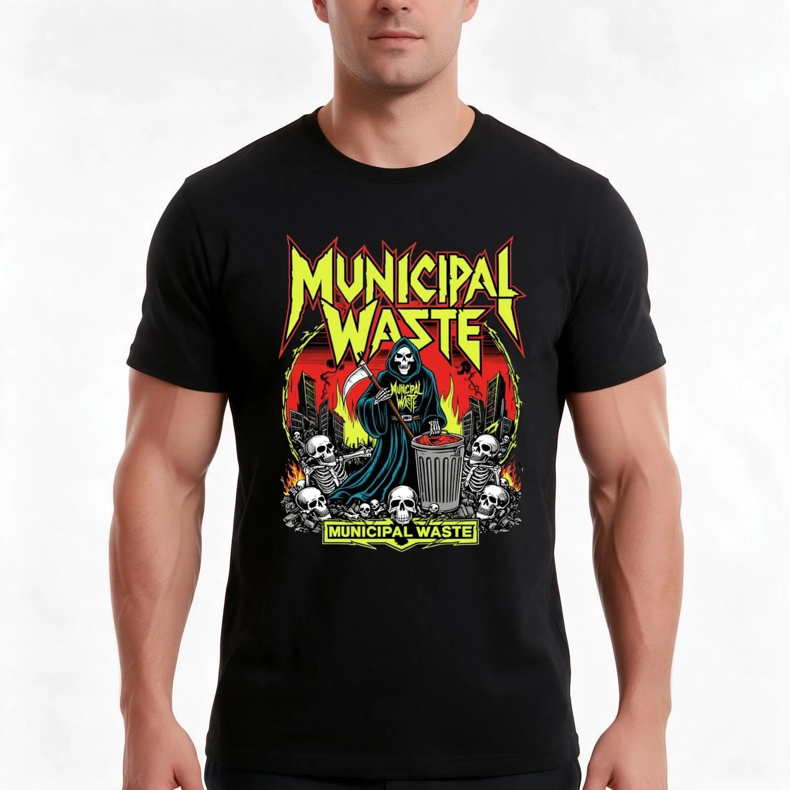 Municipal Waste T-Shirt Summer Casual Cotton Tee Oversized Streetwear Tops Vintage Graphic Print Loose Fit Short Sleeve