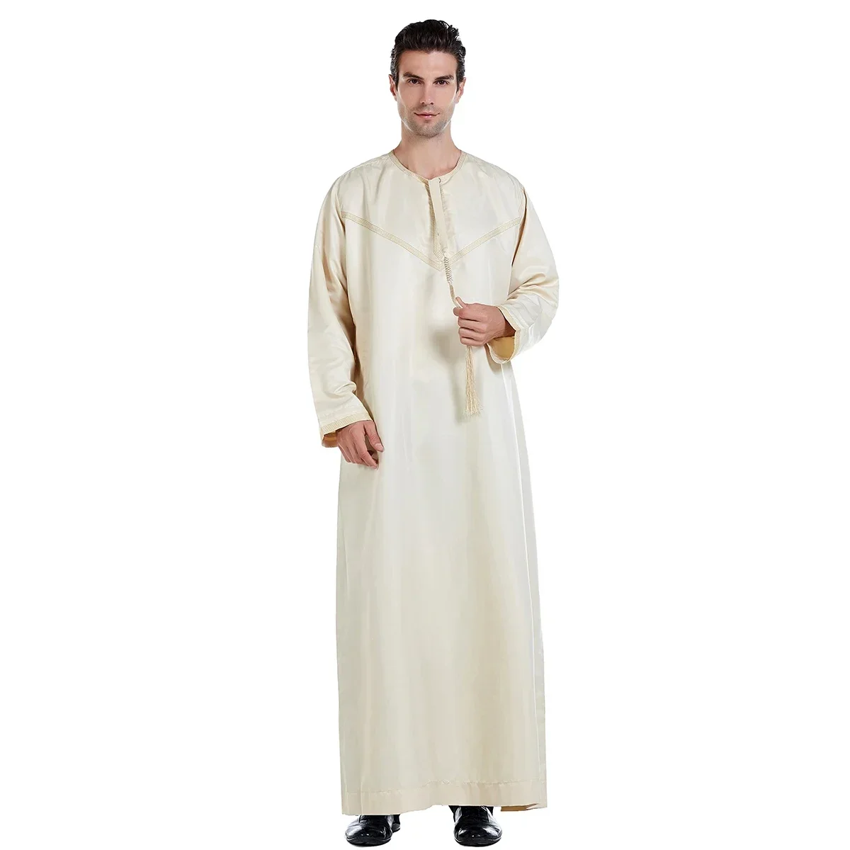Eid Ramadan Jubba Thobe Abito musulmano Uomo Robe Dubai Abaya Turchia Caftano Islam Abbigliamento Daffah Dishdasha Djellaba Preghiera Jalabiya
