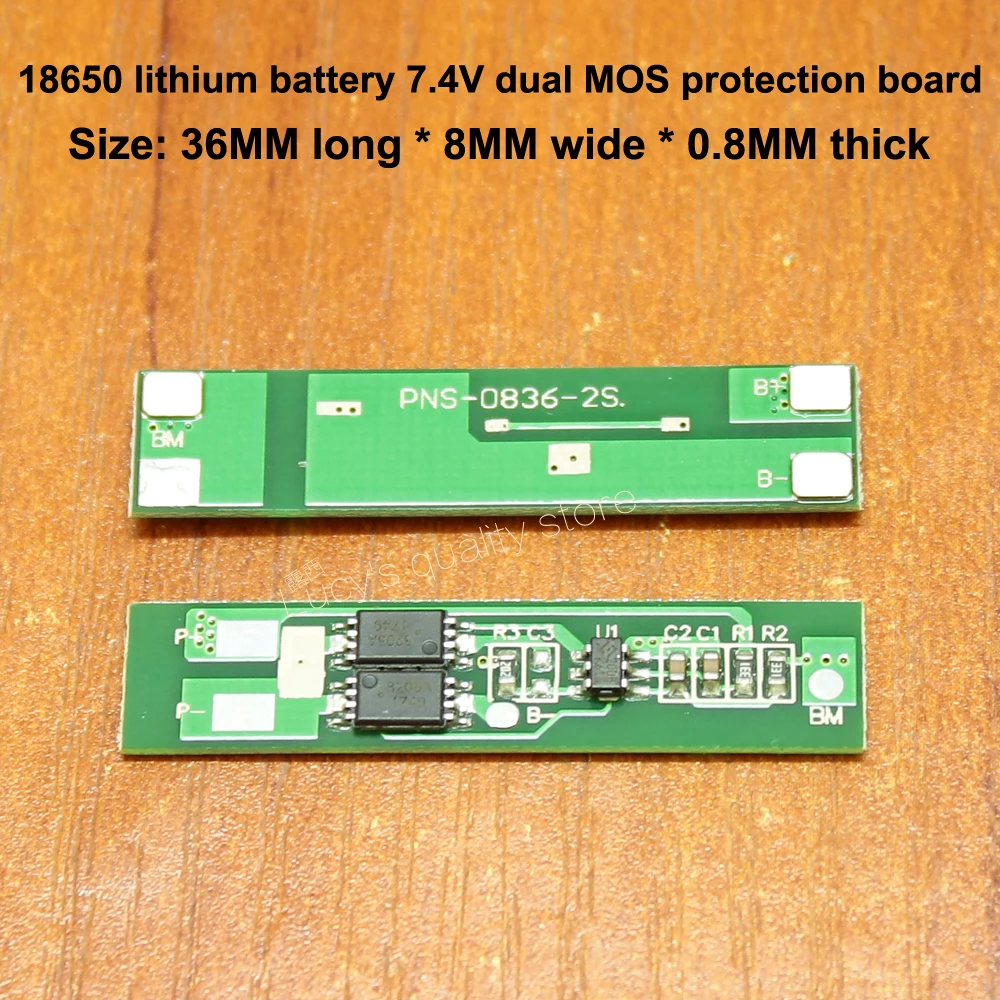 10pcs/lot 18650 lithium battery 7.4V protection board 2 string double MOS protection board against overcharge and over discharge