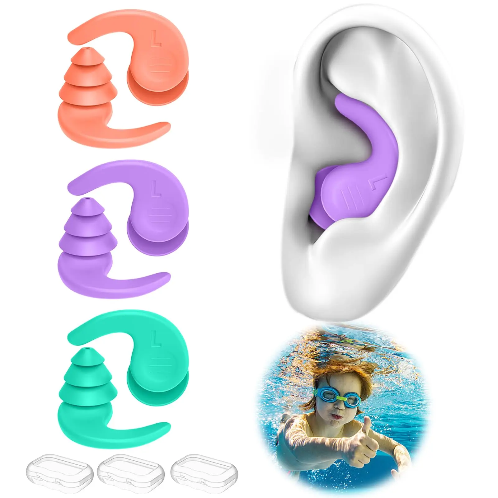 tampoes-de-ouvido-para-natacao-para-adultos-3-pares-de-tampoes-de-ouvido-de-silicone-reutilizaveis-a-prova-d'agua-para-natacao-surf-mergulho-com-snorkel-e-banho