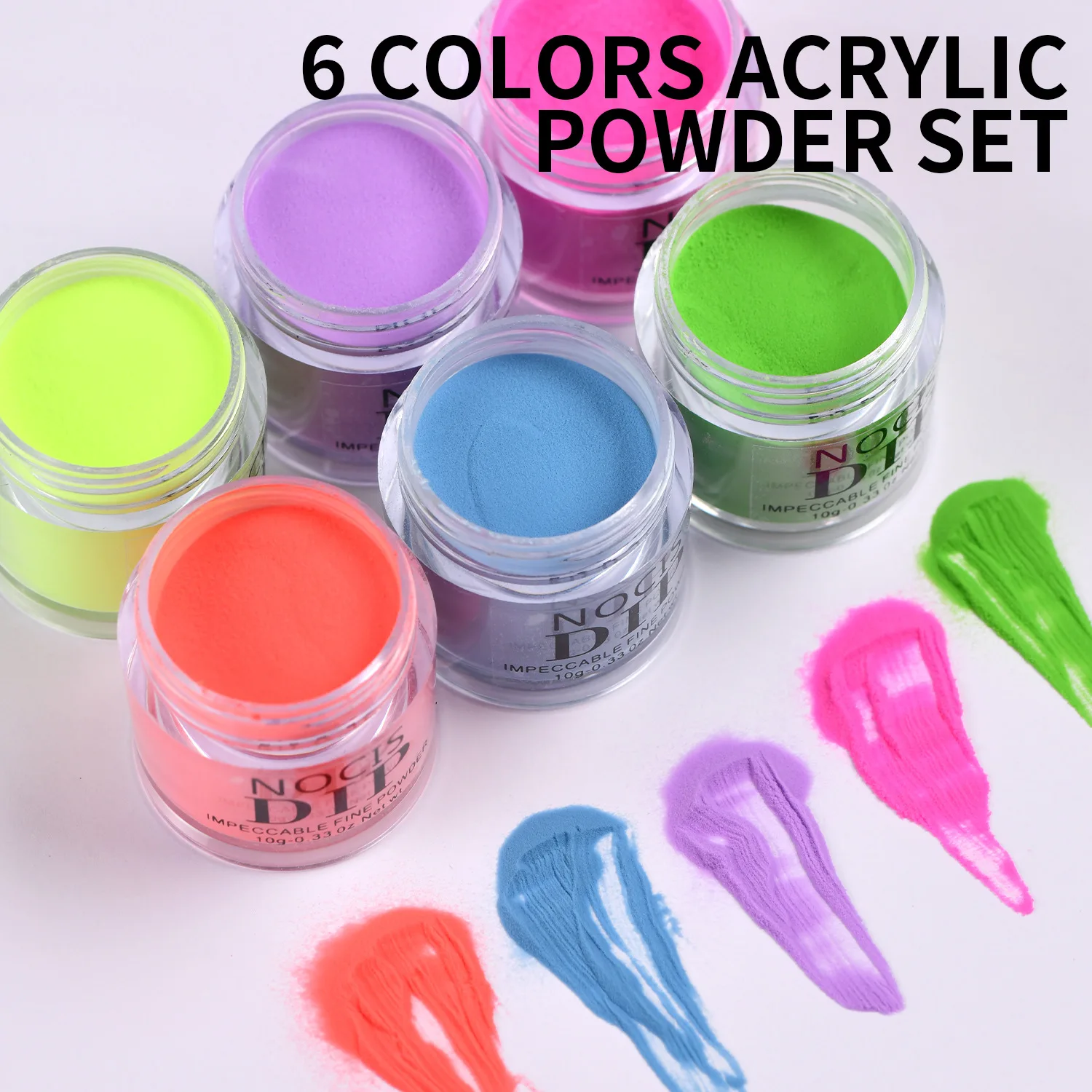 Icey Beauty 10g 6pcs Nail Dipping Powder System Sparkling Color No Need UV/LED Light Long Lasting Nail Art Decoration