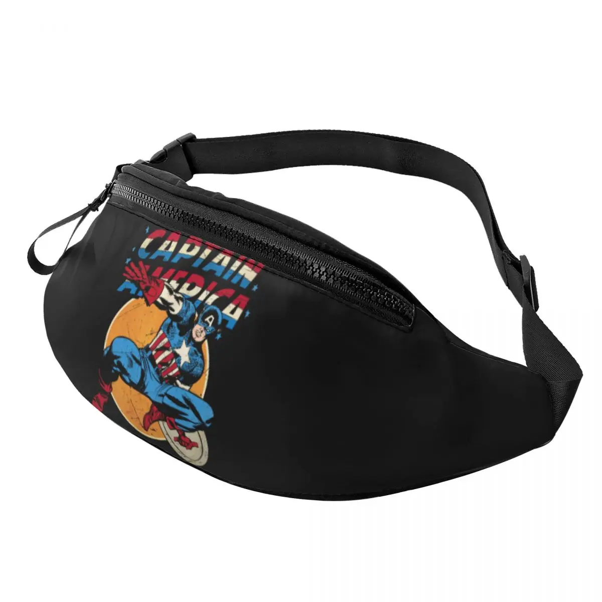 

Custom Captain America Vintage Fanny Pack for Men Women Fashion Crossbody Waist Bag Travel Hiking Phone Money Pouch