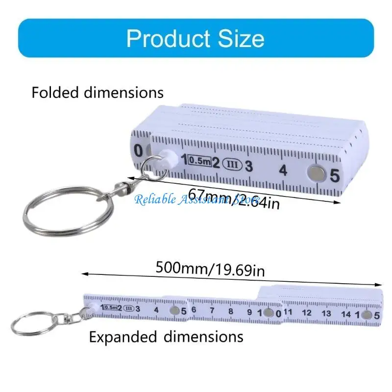 N58C MINI FOLDING REBOITHAIN 50 ซม. 10 พับพลาสติกไม้บรรทัดเข่าการอัพเกรดไม้บรรทัดสำหรับการวัดที่ใช้งานอยู่