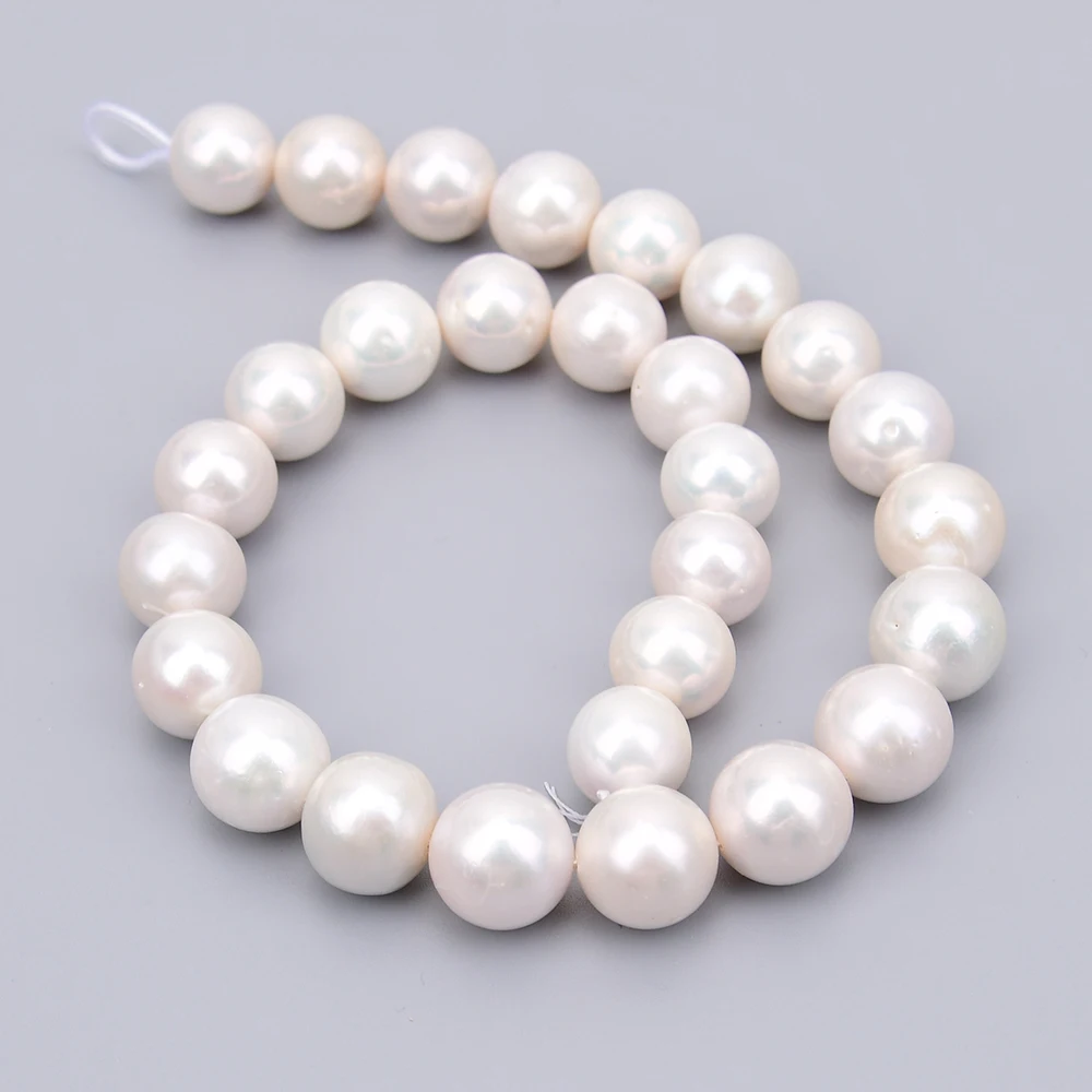 APDGG Big Size 15mm Cultured White Edison Keshi Pearl Round Loose Beads 15.5'' Strands For Jewelry Making DIY view 3
