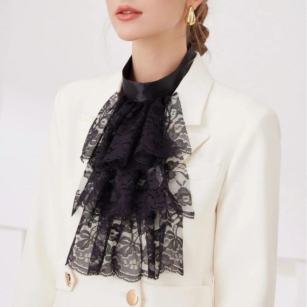 

Detachable Renaissance Collar Vintage Layered Elizabethan Neck Ruff Victorian Costume Elegant Ruffled Collar Party