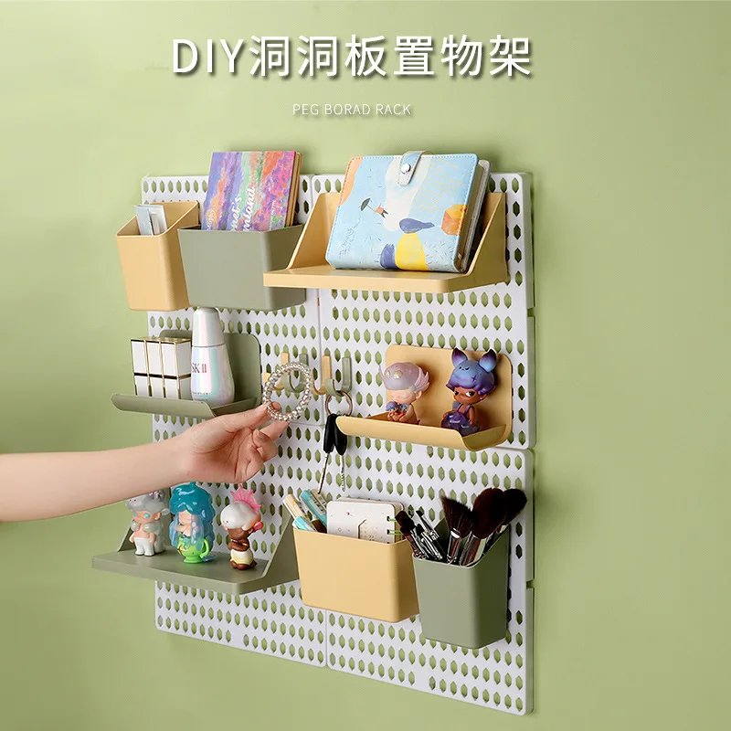 

No Punching Household Hole Board Wall Dormitory Desktop Kitchen Bathroom Wall Rack Shelf Wall Hanging Storage Rack