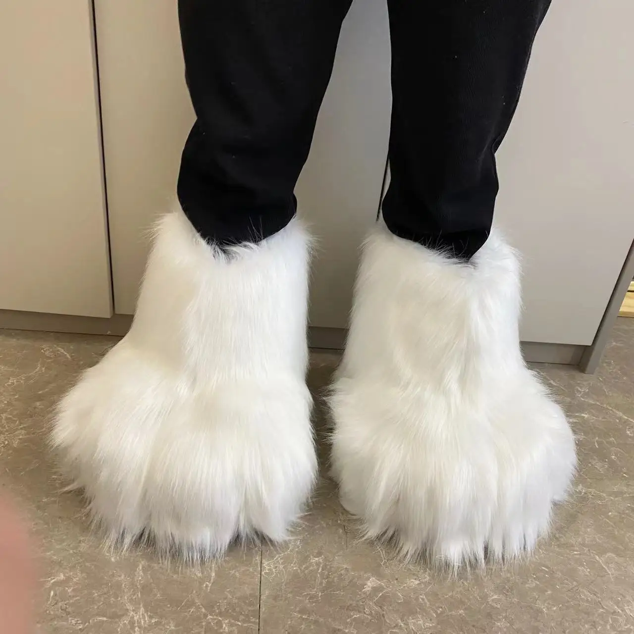 2024 Fursuit Cosplay Paw Shoes Furry Cosplay Rubbit Cat Boots Cute Fluffy Animal Manga Party Cos Wearable Unisex Costume