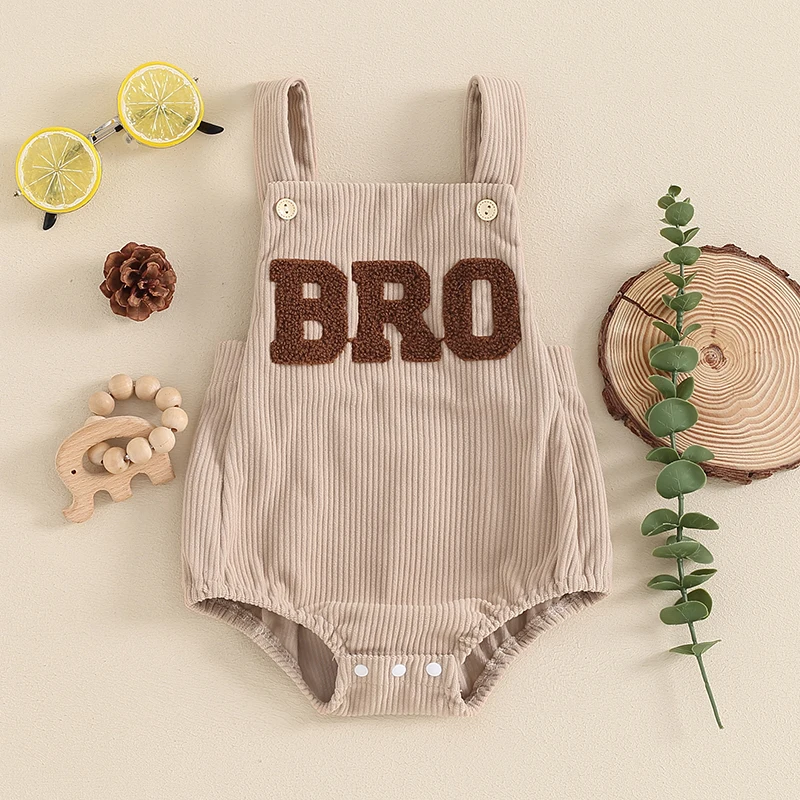 0-12Months Baby Boy Overalls Summer Sleeveless Embroidery Letters Romper Bodysuit Clothes for Casual Daily