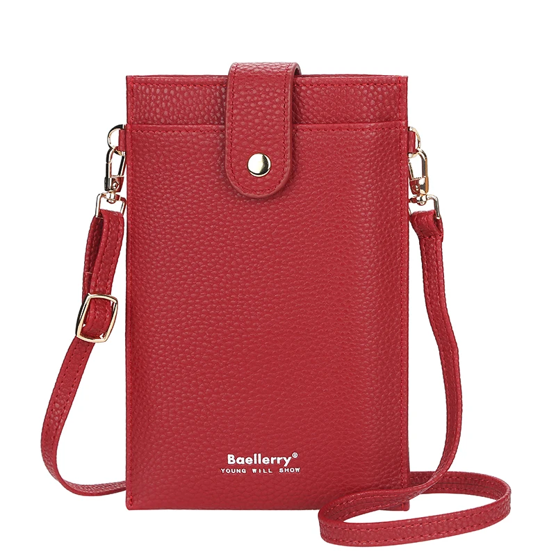 Women Leather Messenger Bag Mini Phone Crossbody Flap Bag Card Holder Zipper Pocket Black Red Clutch Purse Small Shoulder Bag