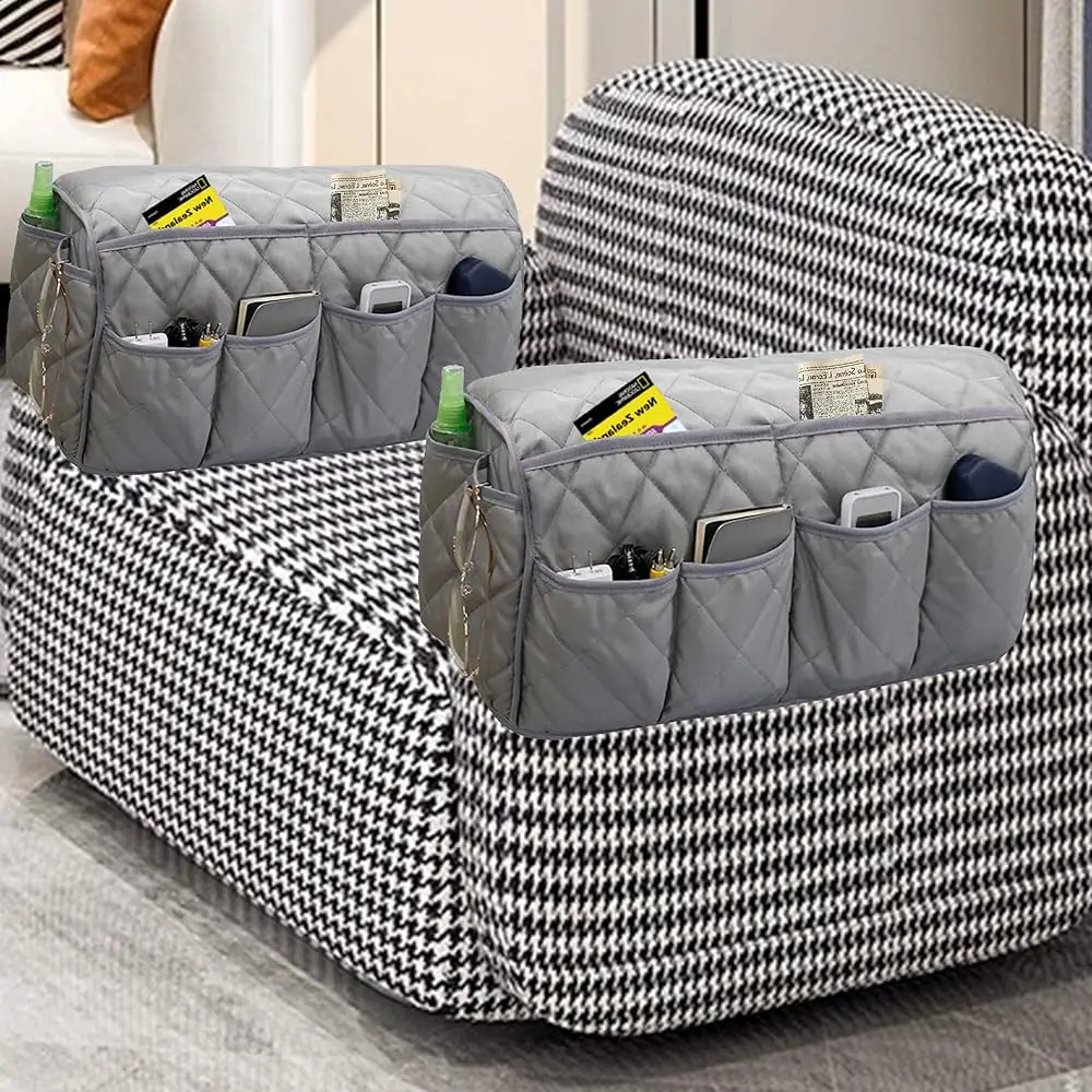 

Armchair Caddy Remote Control Holder For Couch Recliner Non Slip Couch Arm Covers For Sofa With 14 Pockets Storage For