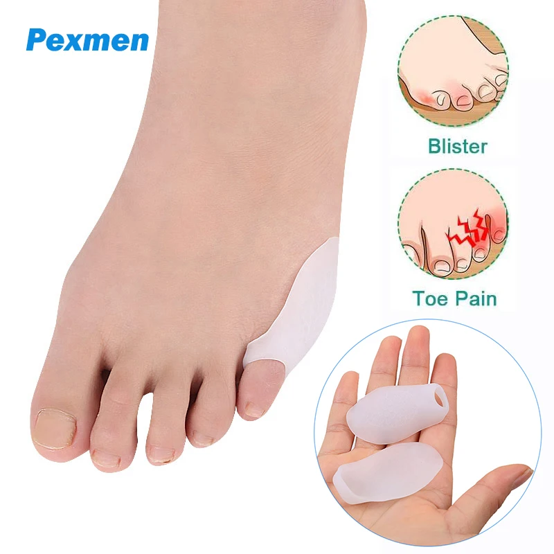 Pexmen-Corrector de juanetes, Gel suave para el dedo meñique, Corrector para aliviar el dolor de los pies, Protector para prevenir callos y ampollas, 2 unids/lote por bolsa