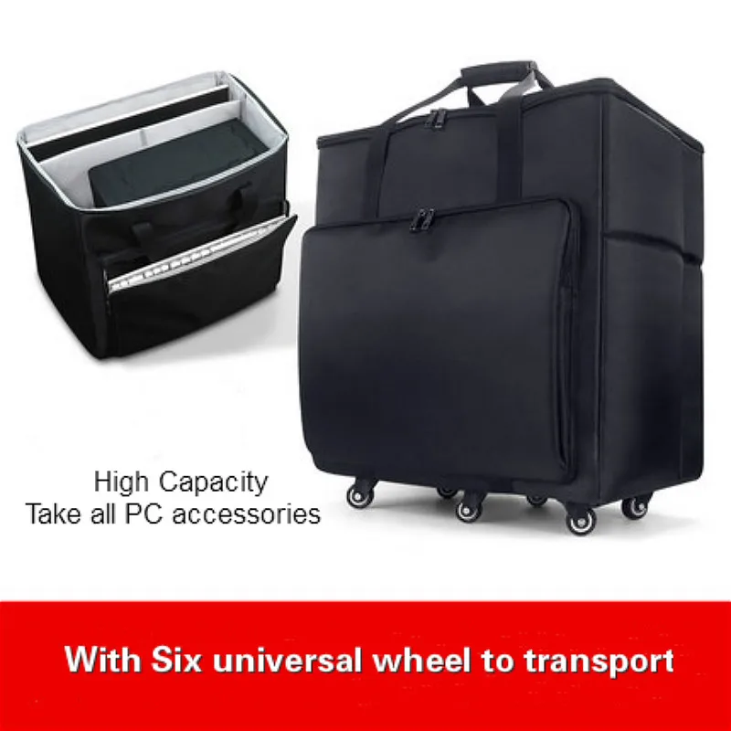 Desktop PC Computer Travel Storage Carrying Case Bag with Wheels for Computer Main Processor Case Monitor Keyboard and Accessori