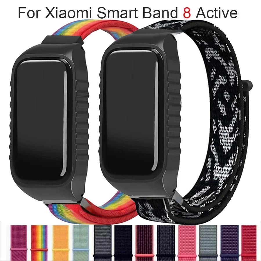 For Xiaomi Smart Band 8 Active Strap Nylon Loop Wristband Bracelet For Mi Band 8 Active Smart Watch Band Correa Belt Accessories