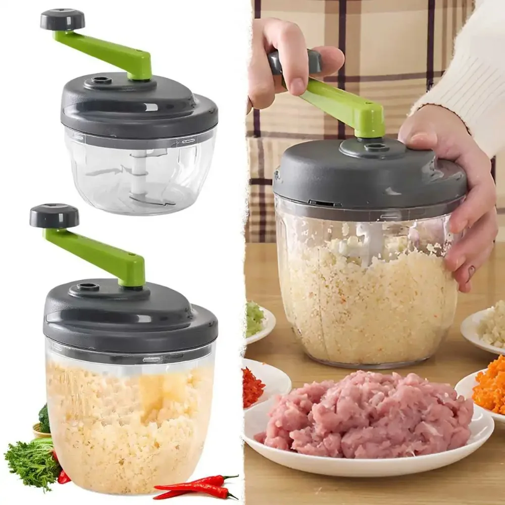 Household 500/900 ML Handcrank Meat Mincer Efficient Quick Manual Vegetable Chopper Labor-saving Plastic Onion Cutter Ginger