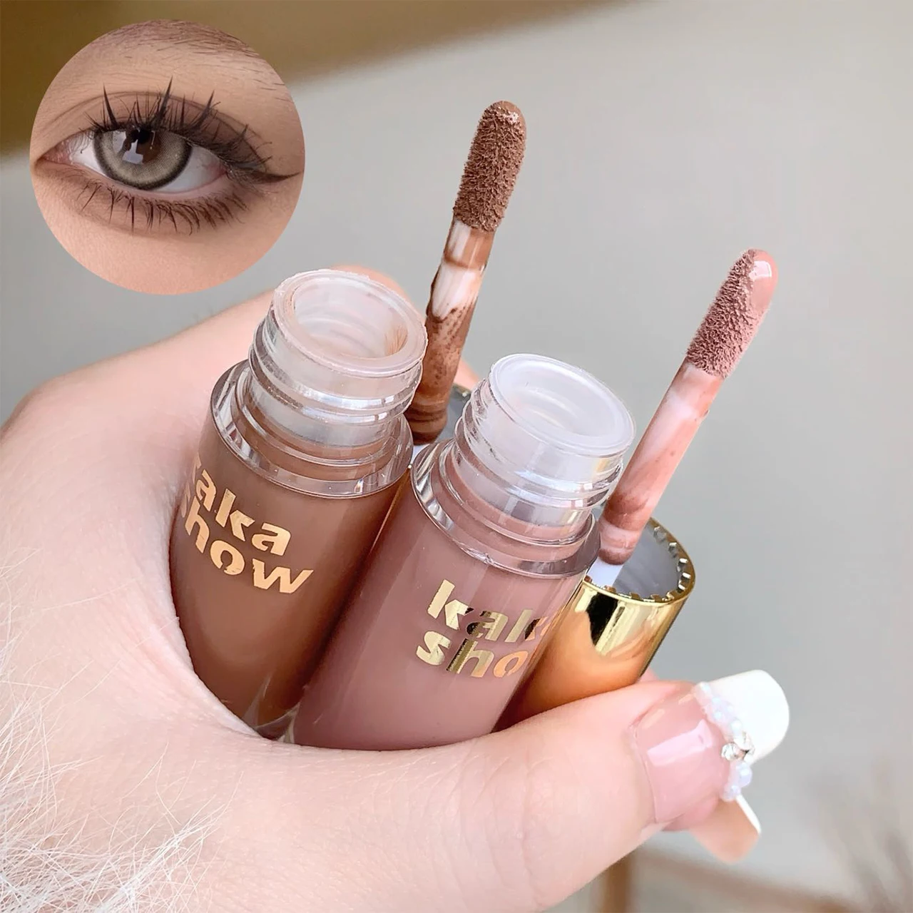 Kakashow Mist Eyeshadow Líquido Mate Perlado Shimmer Ilumina el Sombra de ojos líquida de color tierra, Maquillaje de ojos completo en 3 minutos