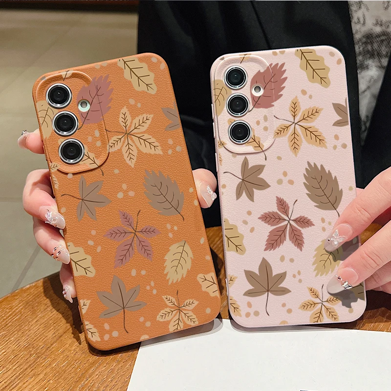 Maple Leaf Pattern Phone Case For Samsung Galaxy S26 FE S25 S24 S23 S22 Ultra A57 A37 A18 A56 A36 A26 A55 A16 A15 A54 Soft Cover