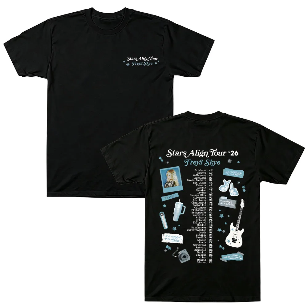 Scrapbook Tour Tee Freya Skye Stars Align Graphic Print T-shirt Men Women O-neck Cotton High-Street Y2K Fashion Summer New Tee
