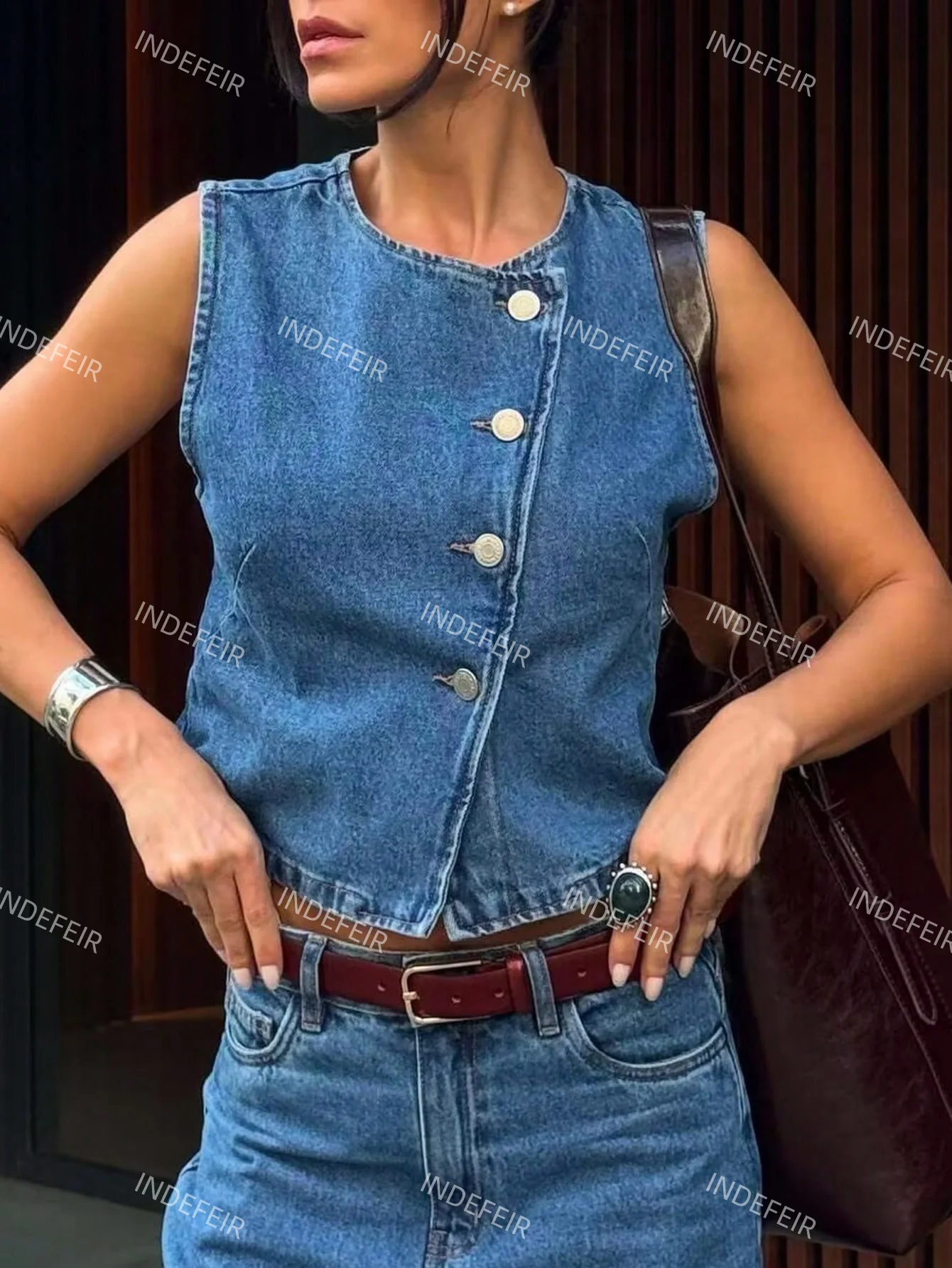

Indefeir Spring and Summer New Summer Women's Casual Fashion Simple Versatile Sleeveless Denim Vest