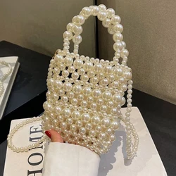 Luxury Pearl Chain Handbag New Design Beaded Women Bag Mini Crossbody Lipstick Bag Shoulder Bag