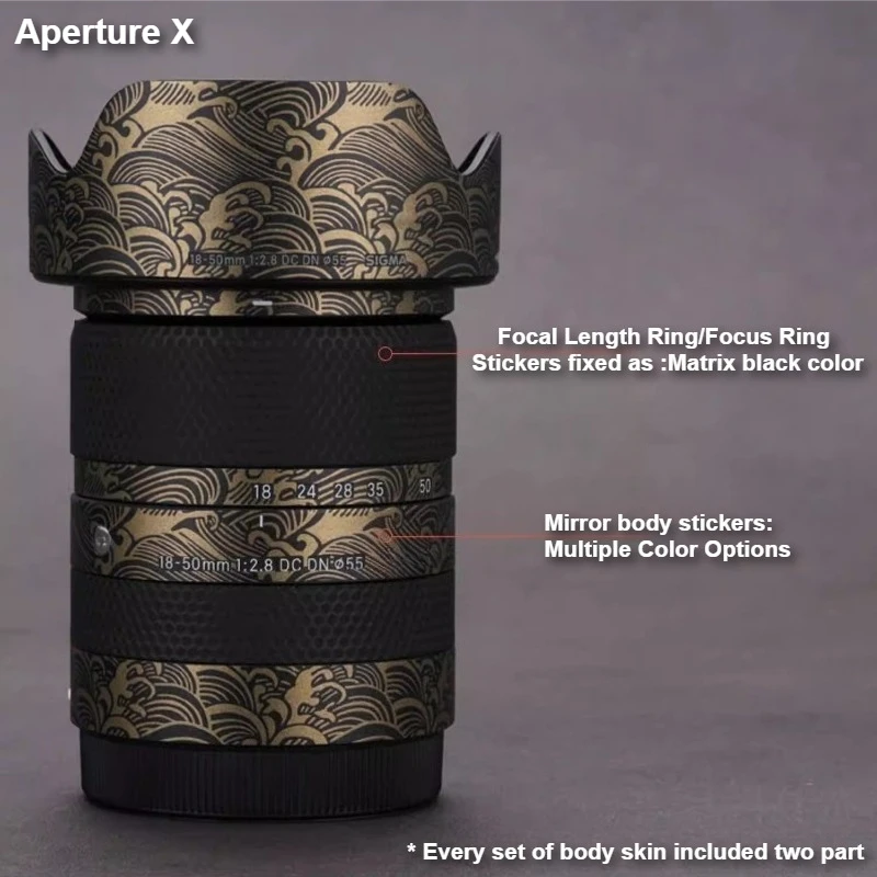 18-50mm F2.8 DC DN For E / X / RF Mount Lens Sticker Vinyl Wrap Film For Sigma 1850 Lens Body Protective Sticker Protector Coat
