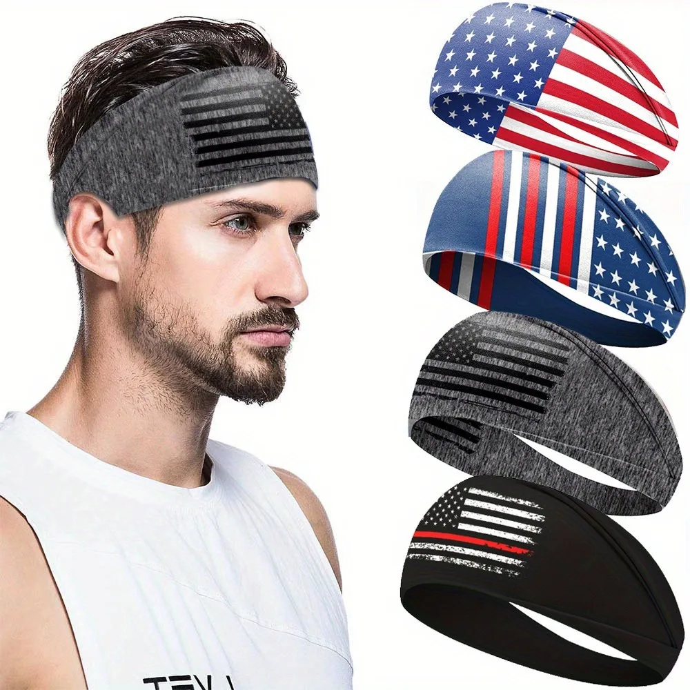 

4PCS Simple Sports Headband Elastic Sweat Absorbing Headband Outdoor Fitness Running Men's Headband