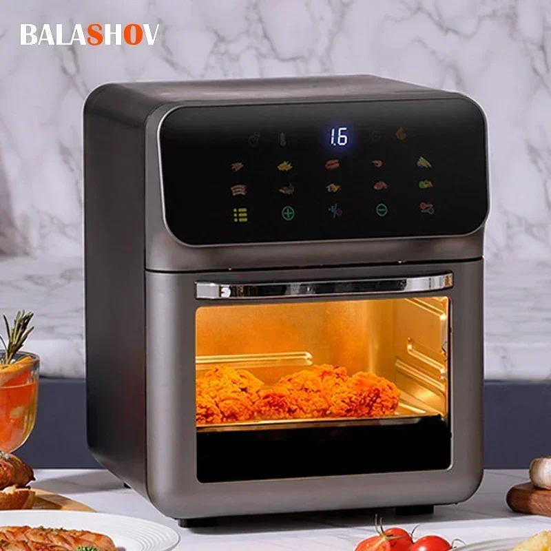 Smart Electric Air Fryer Large Capacity Convection Oven Deep Fryer Without Oil Kitchen 360°Baking Viewable Window Home Appliance electric hot air fryer oven oil free cooker 1225w 3 liters smart cooking programs compact oilless small oven fit for 2 3 people