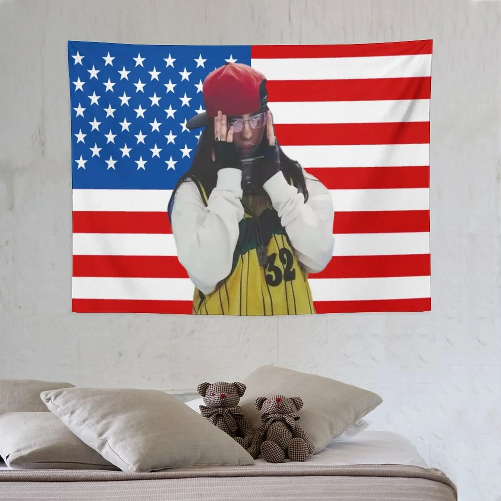 1pc celebrity themed American flag wall hanging, suitable for bedroom, living room, and dormitory decoration