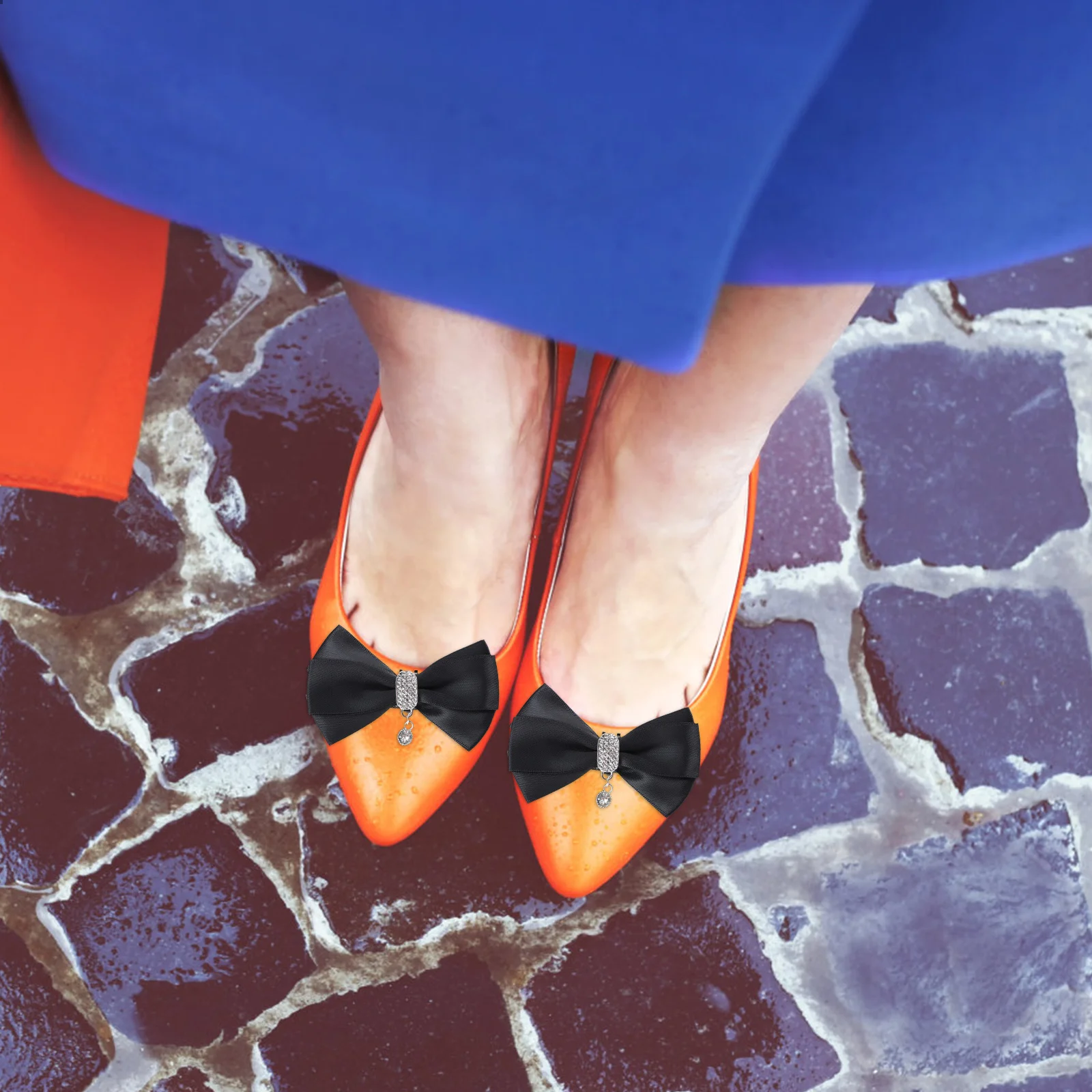 

1 Pair Shoe Flower Decor Rhinestone Bowknot Clip Detachable Wedding Party Heel Ornament Bride Buckle Glitter Charm Accessory