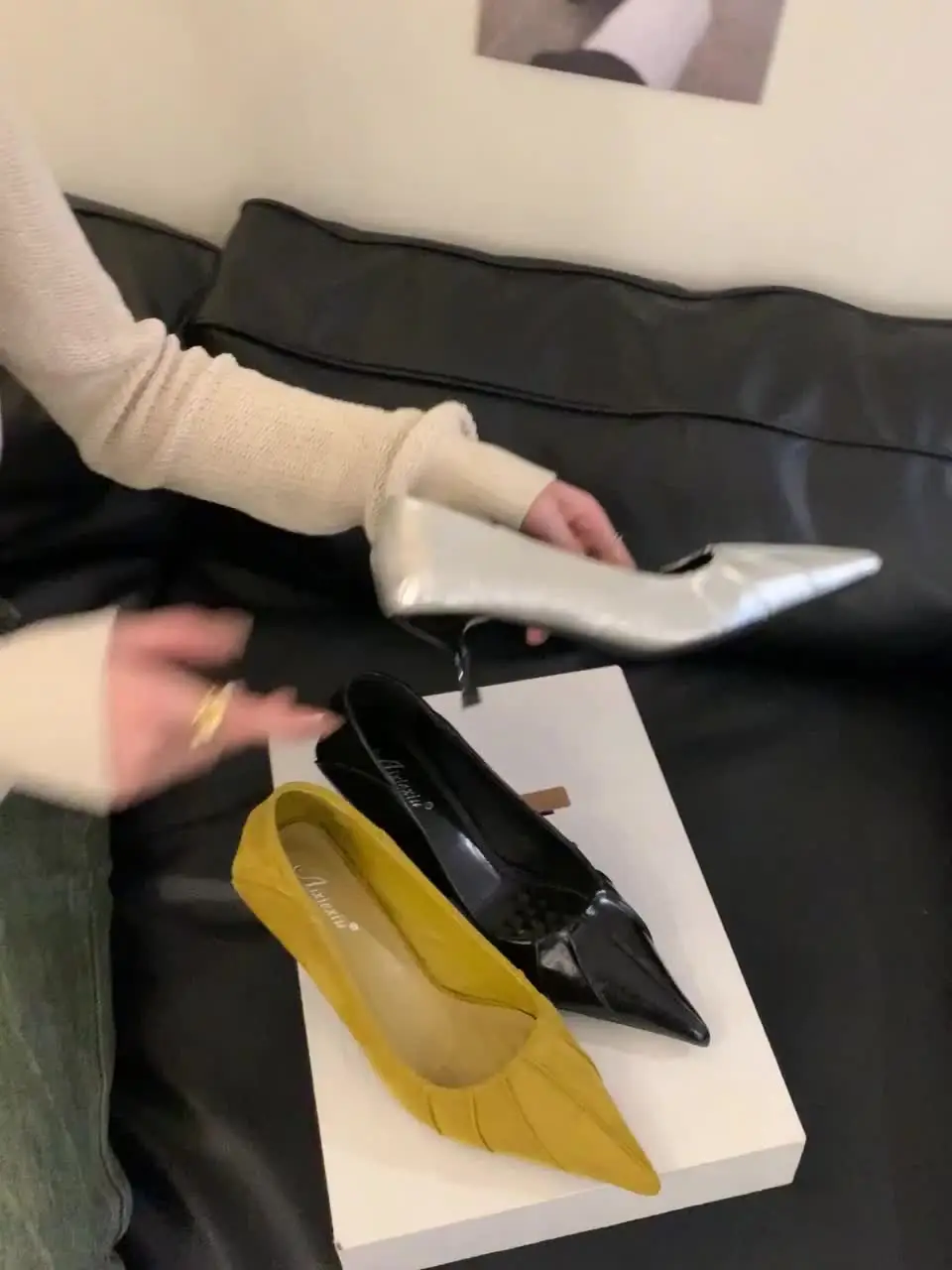Aneikeh Spring Designer Sexy Wrinkle Pointed Toe Thin Low Heels Pumps Women Elegant Banquet Mule Shoes Zapatos Mujer