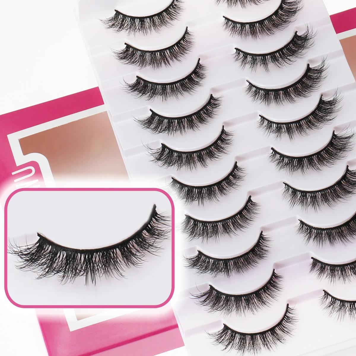 Xuanfeiwu رقيق متجمع 5D أنيمي تأثيري القط العين الثعلب نمط الرموش مع تصميم تطول ومائل لتقوم بها بنفسك كامل قطاع مانغا الرموش الصناعية الرموش الطبيعية