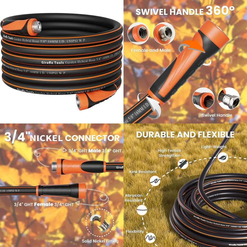 

Сверхмощный гибкий садовый шланг длиной 75 футов, легкая гибридная конструкция, поворотная ручка, соединители «папа-мама», прочный водяной шланг для