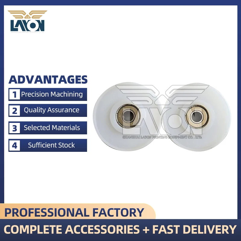 LAYON 2PCS T-Type White Rubber Wheel & Bearing Assembly for Muller Martini 3214 3215 MC3215 Book Sewing Stringing Machine