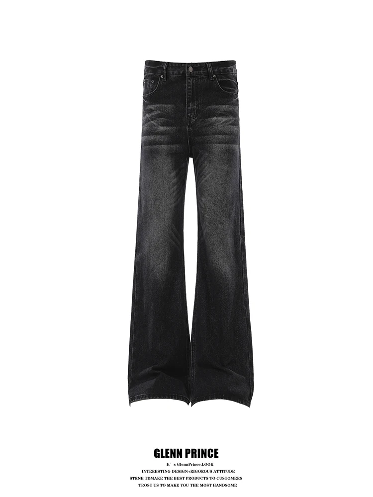 

Spring Trendy Distressed Micro Flare Denim Jeans Men's New Bf Style Versatile Floor Length Pants Youth Popular Casual Wear