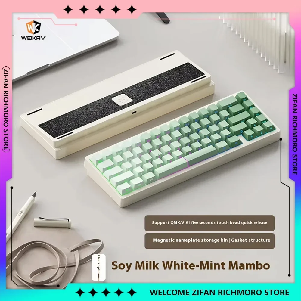 Weikav Lucky65 V2 3-trybowa struktura Rgb celna uszczelka hotswap klawiatura mechaniczna klawiatura do gier ze stopu aluminium akcesoria komputerowe