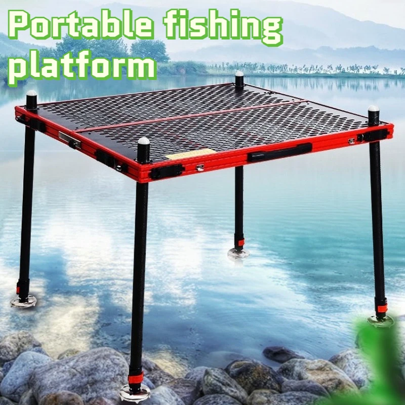 Large Hollowed-out Fishing Platform Aluminum Alloy Multi-functional Foldable Fishing Platform Portable Outdoor Tackle Supplies