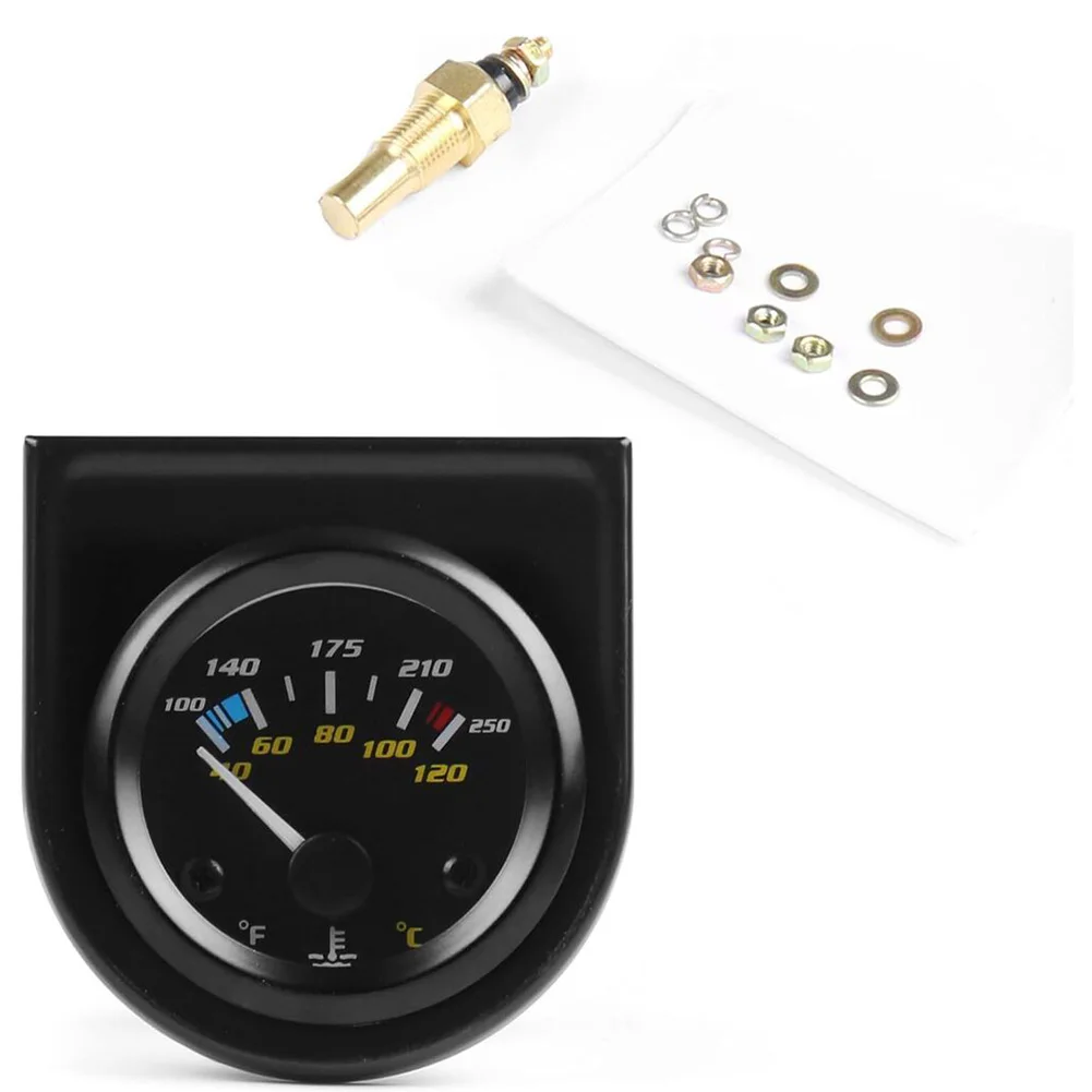 Black Panel Auto Water Temperature Gauge Automobile Temperature Monitoring Device Temperature Meter Black Shell And White Light