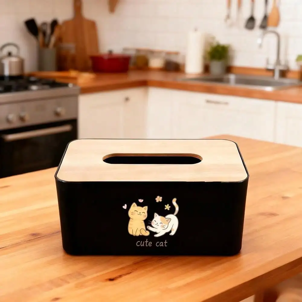 

Cute Cat - Aesthetic Tissue Box For Home & Office Decor | Neutral Home Decor Aesthetic, Tissue Box Holder Rectangular, Aesthetic Office Decor, Guest Room Essentials, Home Office Decor