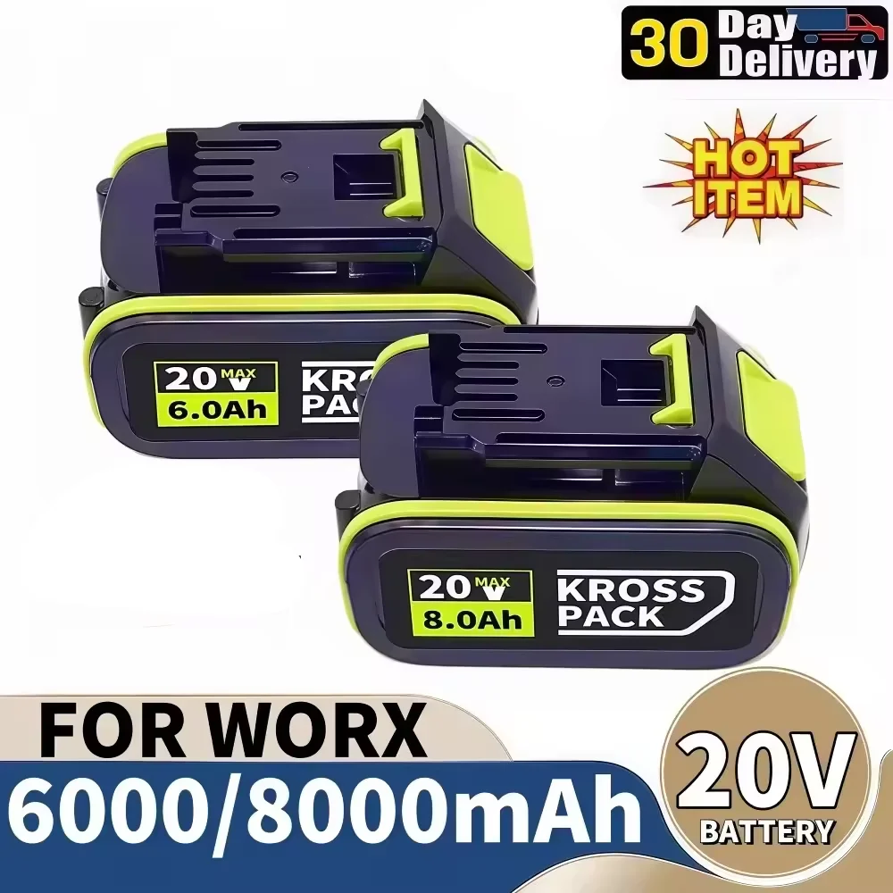 Hot For WORX WA3520 6000mAh/8000mAh Li-ion Battery For dewalt tools for WORX 5pin WA3525 20V Cordles