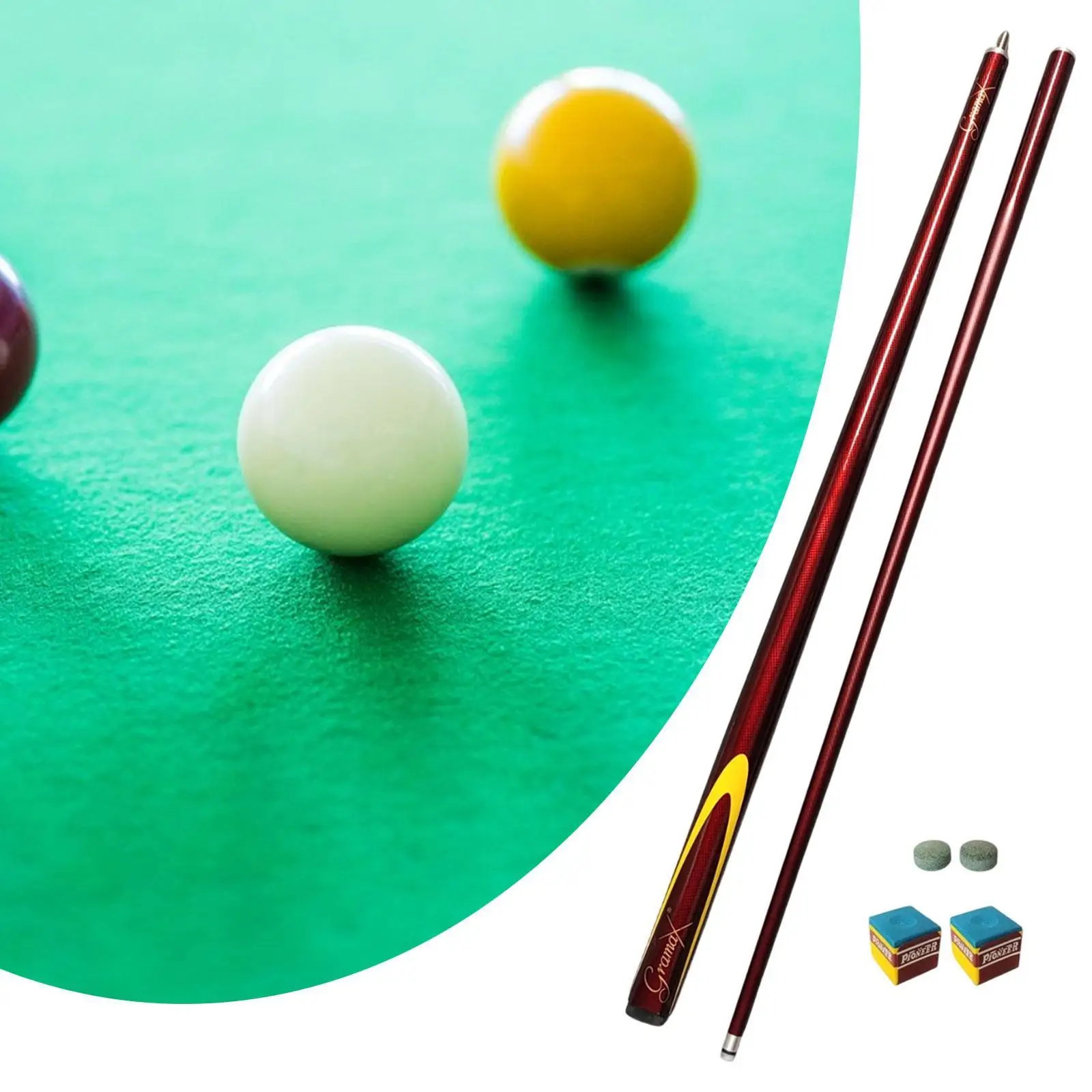 

Двухсекционный бильярдный кий из углеродного волокна с гладким деревянным наконечником 9,5 мм для домашнего бильярдного стола и бильярдных принадлежностей