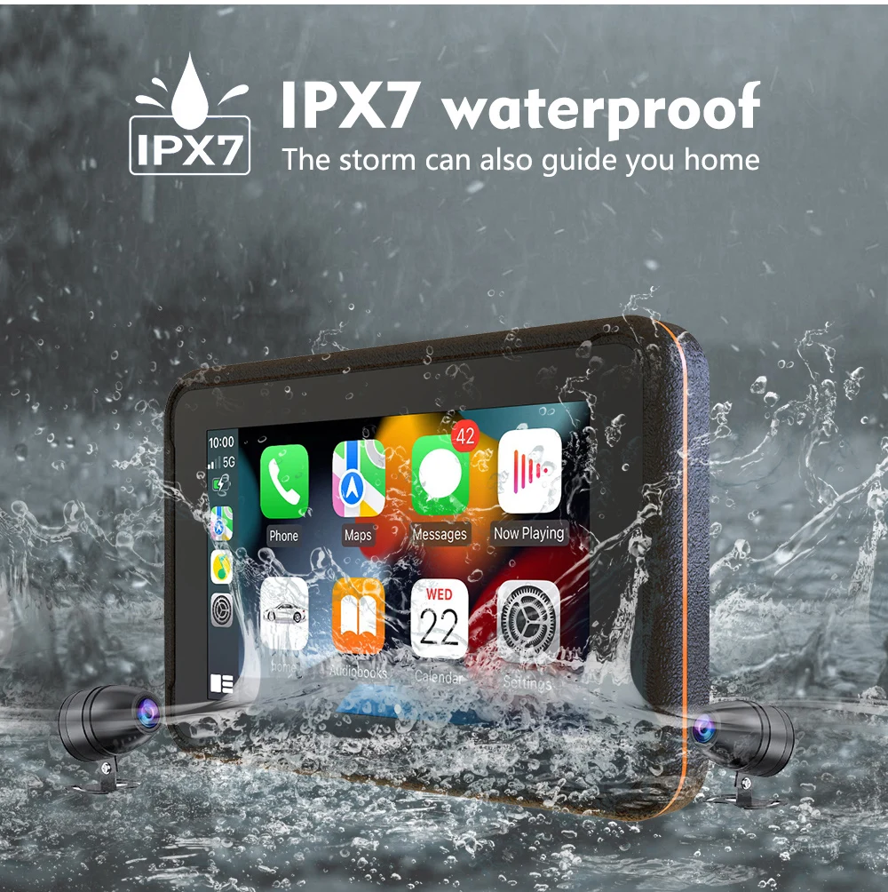 5 بوصة المحمولة دراجة نارية لتحديد المواقع والملاحة دراجة نارية Carplay اللاسلكية أندرويد السيارات كاميرات مزدوجة دراجة نارية DVR MT5004