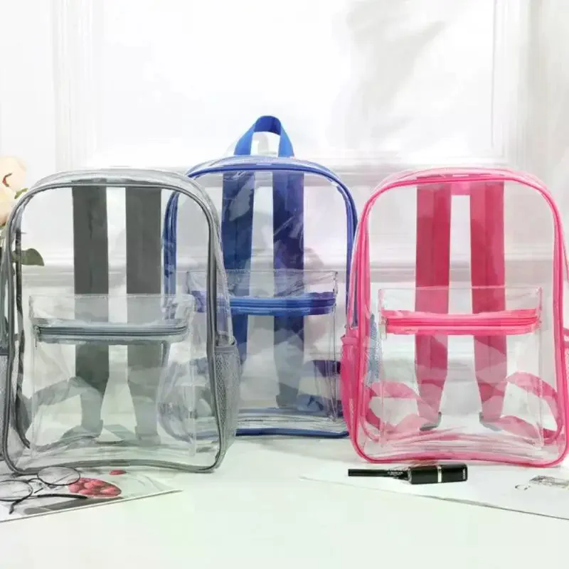 

Transparent PVC Outdoor Sports Fitness Knapsack Casual Travel Visible Backpack Large Capacity Waterproof Shoulders Bag